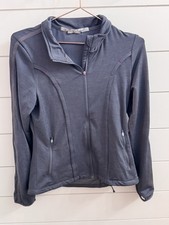 Gray Track Jacket Full Zip Women's Athletic Fit Long Sleeve Mid-Length Pockets