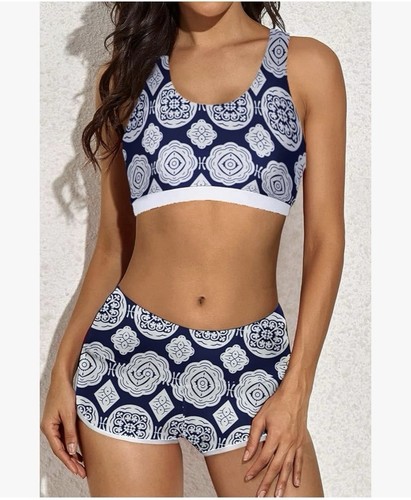 Womens Tankini Swimsuits with Shorts Athletic 3 Piece Bathing Suits - Picture 3 of 6