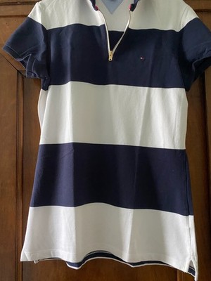 TOMMY HILFIGER DAMEN POLOSHIRT MC GR. M WEISS & MARINE REISSVERSCHLUSS