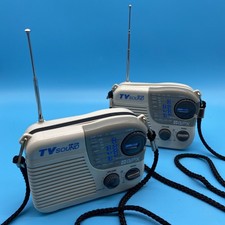 Set of 2 GPX AM/FM TV Audio Portable Radios with Lanyards - Tested Static