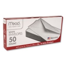 Mead 75050 10 Envelopes Gummed Closure 4.13x9.5 White 50/pack