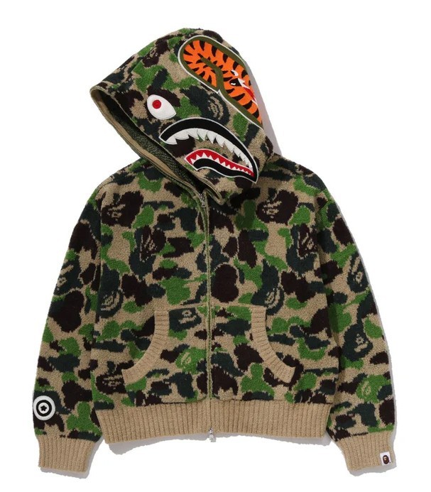 A BATHNIG APE Ladies' ABC CAMO TOWEL JACQUARD SHARK CROPPED FULL
