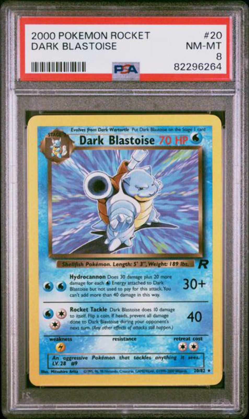 Pokemon 2000 Pokemon Rocket #20 Dark Blastoise PSA 8