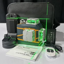 CIGMAN CM-801 3×360° 3D Green Laser Level + 2× Batteries + Remote + Case