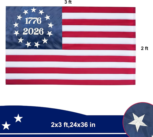 Embroidered 1776 250 Anniversary USA Flags 2X3 Outdoor- Betsy Ross 250Th 2026 Am - Picture 6 of 7