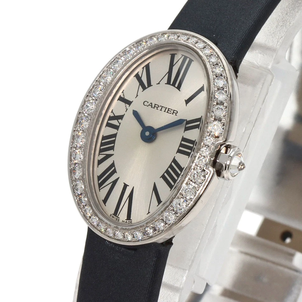 CARTIER Mini Baignoire Maker Complete Watches WB520027 K18 White Gold/Leathe... - Image 3 of 4