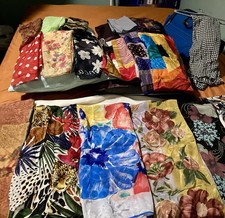 Women  s Lot Of Silk And A Few Other Material Scarfs 16 