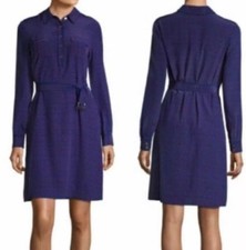 Tory Burch Silk Rylie Navy Sea Ocho Rios Button Up Shirt Dress Size 4 🥰