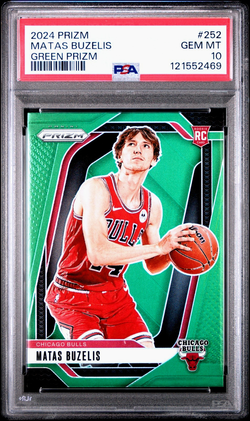 MATAS BUZELIS 2024 PANINI PRIZM GREEN PRIZM #252 PSA 10
