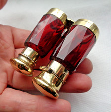 VICTORIAN NOVELTY SILVER GILT & RUBY GLASS BINOCULAR COMBINATION SCENT BOTTLE