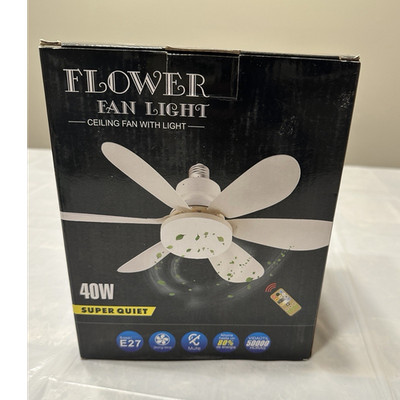 Flower Design Ceiling Fan with Light, Remote Control, 5 Blades, Dimmable, 520mm