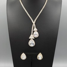 Wedding Bridal Prom Crystal Rhinestone Necklace Earrings Set Fashion Jewelry