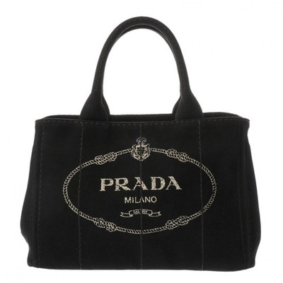 PRADA Canapa Tote 1BG439 canvas black Women Handbag