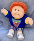 Vintage 1989 HM19 Cabbage Patch Kids Red Fuzzy Hair Brown Eyes Hasbro Outfit