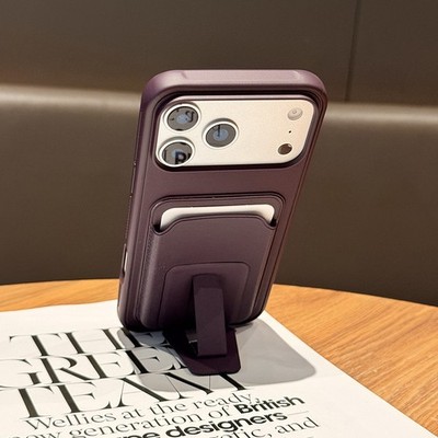Kartenetui Handyhülle für iPhone 13 14 15 16 17 Pro Max Case Schutz mit Ständer