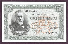SPANIEN 50 PESETAS Banknote 1940 Zustand II+ aUNC+ qFDS+ S/N A0.496.905 P. 117a