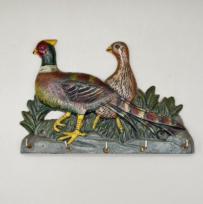 Vintage Gusseisen Fasan Schlüsselbrett Wandhaken Landhaus Flur Aufbewahrung