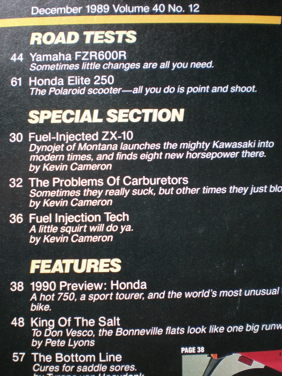 Cycle Magazine December 1989- Fuel-Injected ZX-10 | eBay
