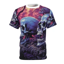 All Over Print Halloween Horror Art T Shirt Adult Scary Creepy Skull Goth Spider