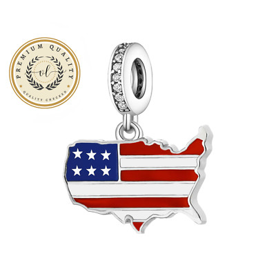 USA Flag Map Charm, USA Flag Charm, American Flag Charm