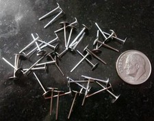 40 White gold plated post pierced earring findings 5mm flat pad glue on fpe086