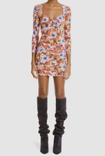 1090 Isabel Marant Women's Orange Floral Sweetheart Mini Dress Size FR 40/US 8