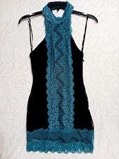 FREE PEOPLE "Natasha" Lace Trim Bodycon Teal Dress Sz S/P
