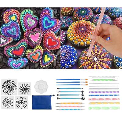 Prettyia 25x Mandala Punkte Werkzeug Schablone Set Malwerkzeug Kits Kinder Erwachsene