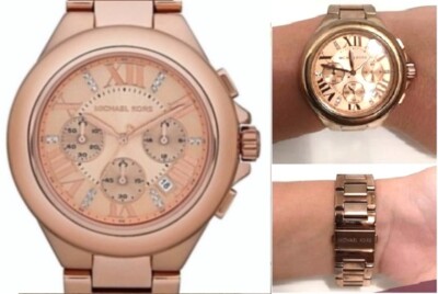 MICHAEL KORS CAMILLE ROSE GOLD TONE+CHRONO,CRYSTAL,ROMAN  display picture 1