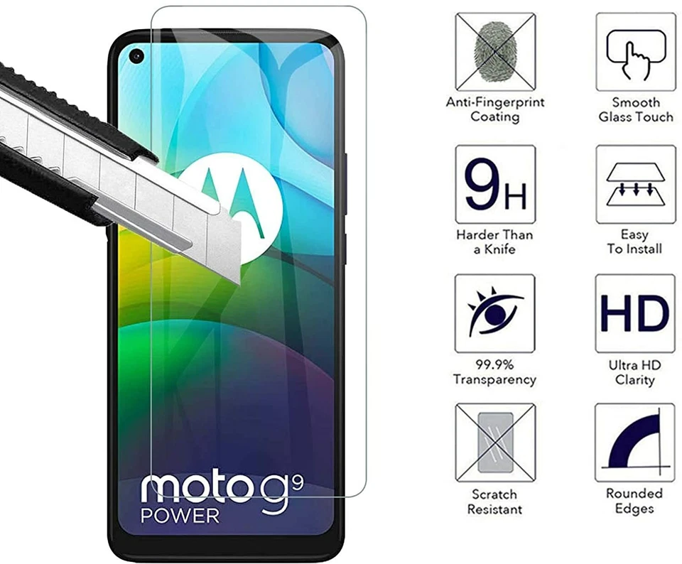 2x Genuine TEMPERED GLASS Screen Protectors Cover for Motorola Moto G9 Power - Image 2 of 4