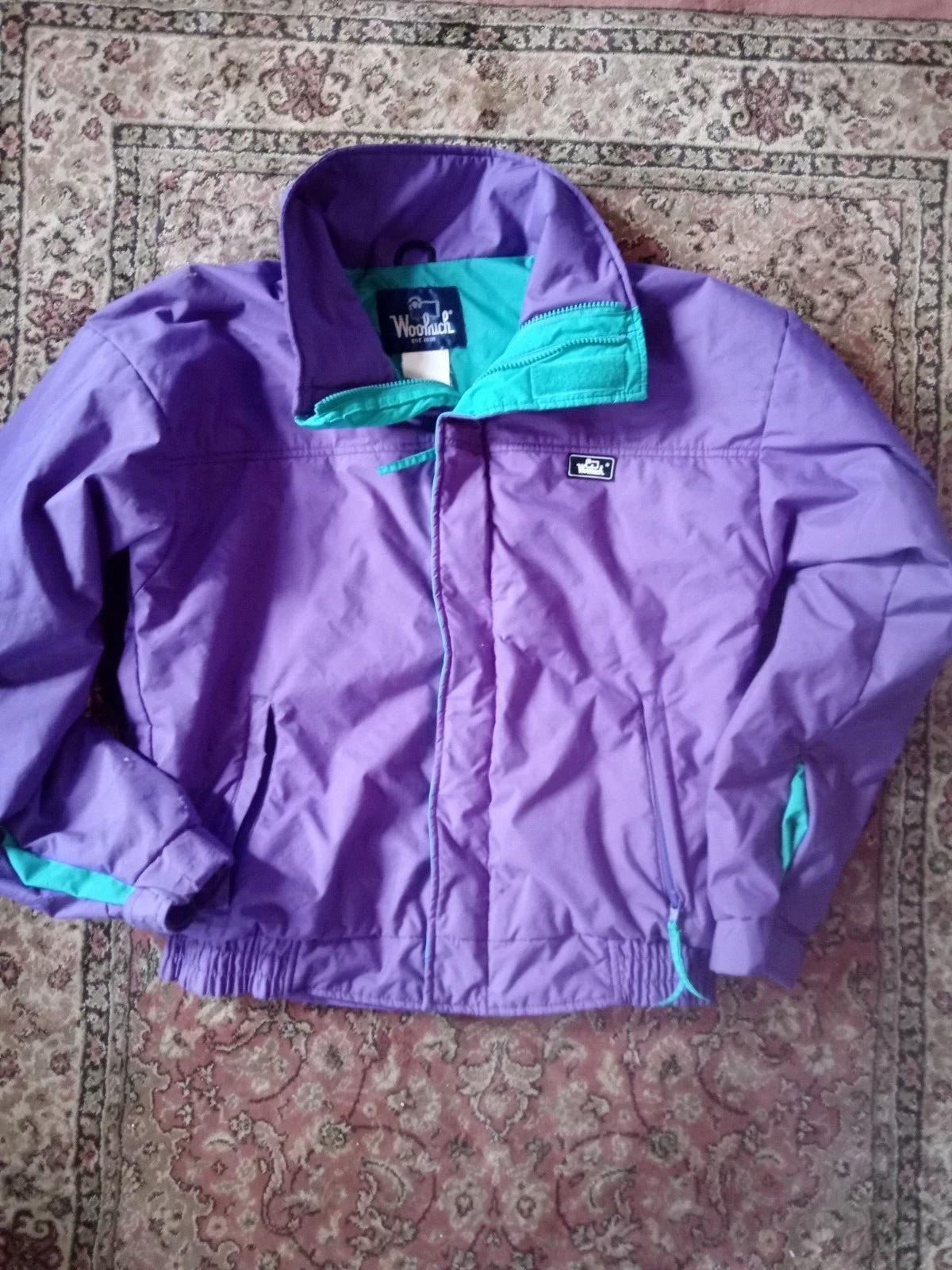 VTG 90s Woolrich Zip Jacket Women's M Purple Green 3M Thinsulate Retro Colorful