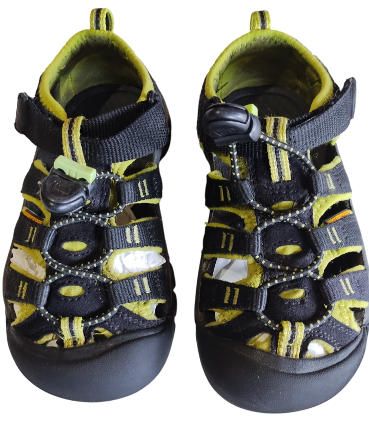 Sandali impermeabili Keen taglia 11 bambino verde nero punta chiusa escursionismo coulisse
