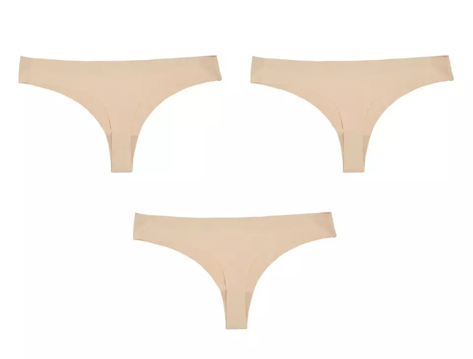 Invisible Knickers Seamless No VPL Thongs Smoothing Underwear 3 Pack Nude