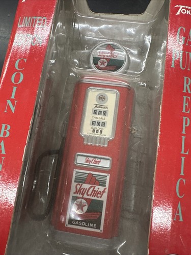 CAJA DE CAMBIOS 66002 TOKHEIM BOMBA DE GAS RÉPLICA TEXACO SKY CHIEF EDICIÓN LIMITADA BANCO DE MONEDAS - Imagen 4 de 12
