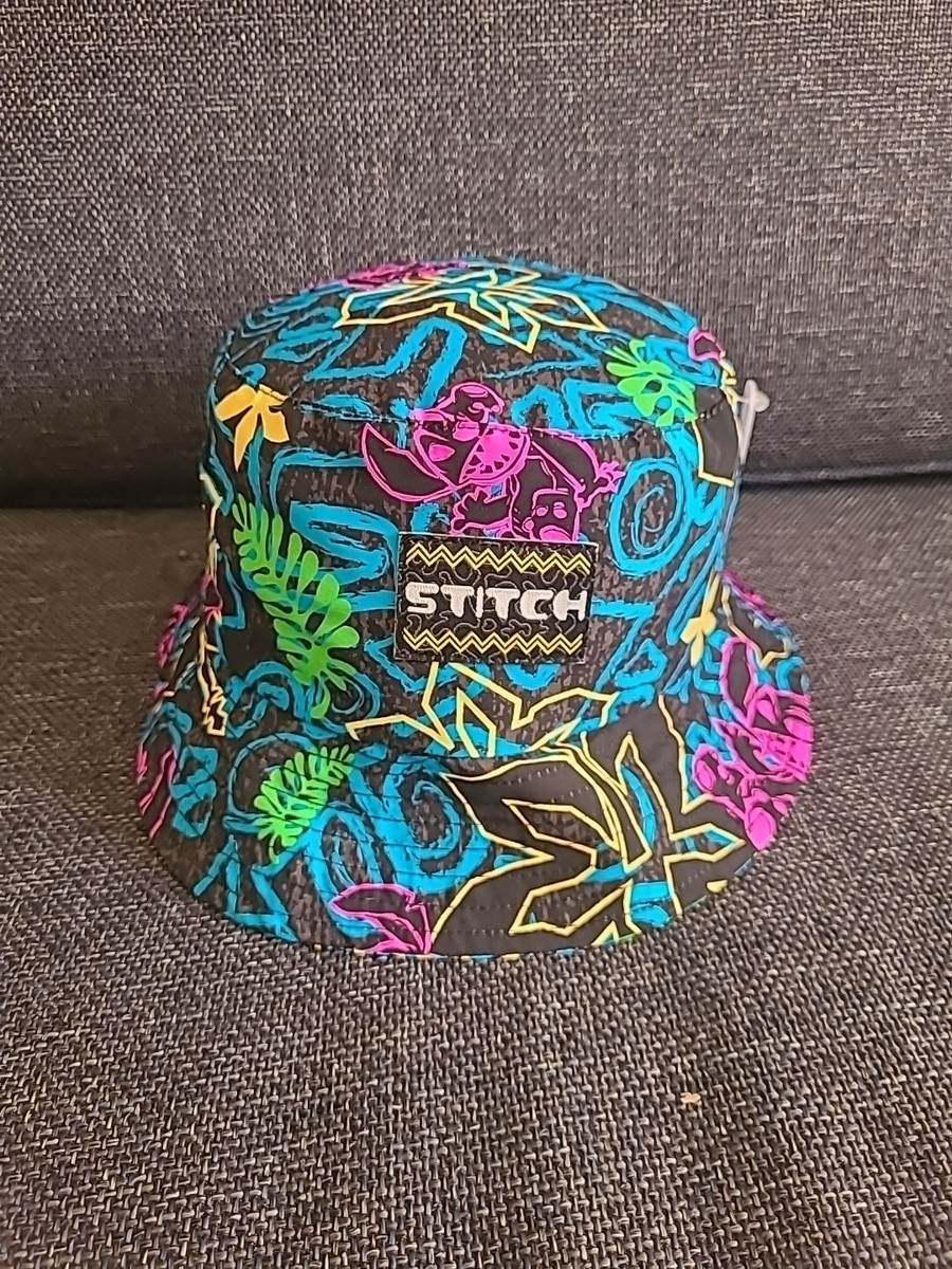 Disney Parks Stitch Bucket Hat Neon Tropical Surf Beach Sun  display picture 1