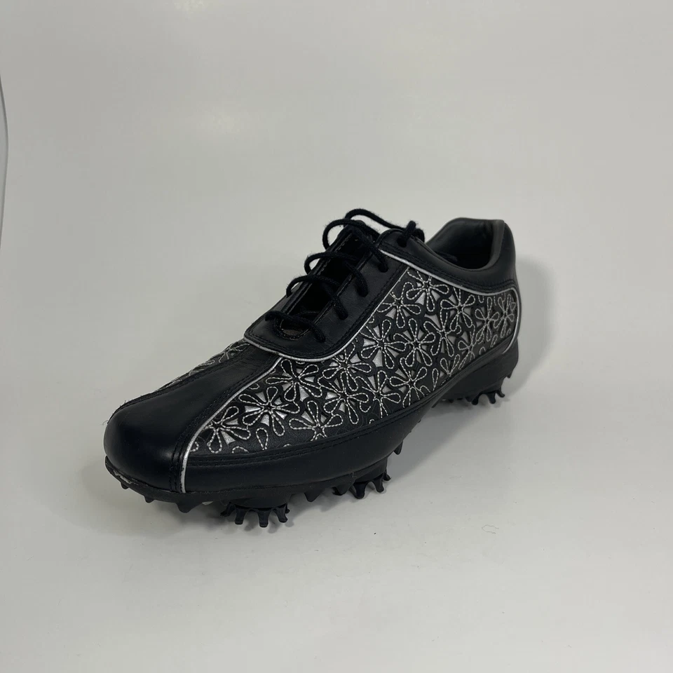 Sapatos femininos Footjoy coleção LoPro golfe/atletismo preto floral corte a laser tamanho. 6,5 - Imagem 2 de 4