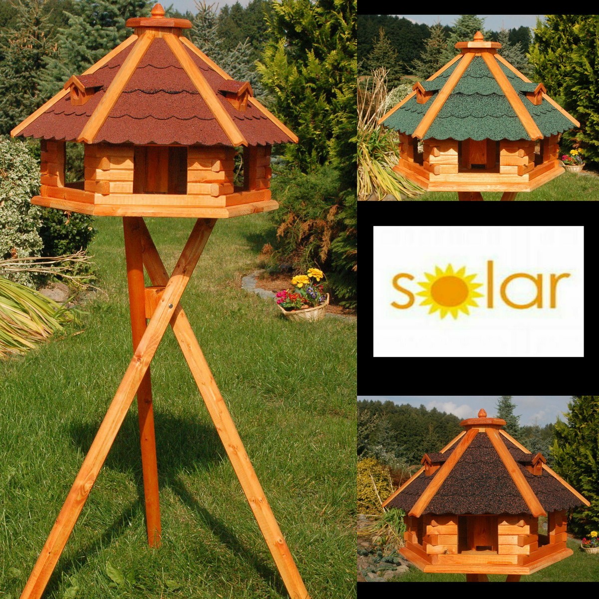 NEROSUN Vogelfutterstation Aus Rotem Kupfer – Panorama-Design, Hängender Pavillon, Fassungsvermögen 1 Kg