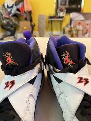Jordan Air Jordan 8 ホワイト/ブラック/パープル US7.5 Nike Air Jordan 8 Retro Sneakers 305368-142 White Black
