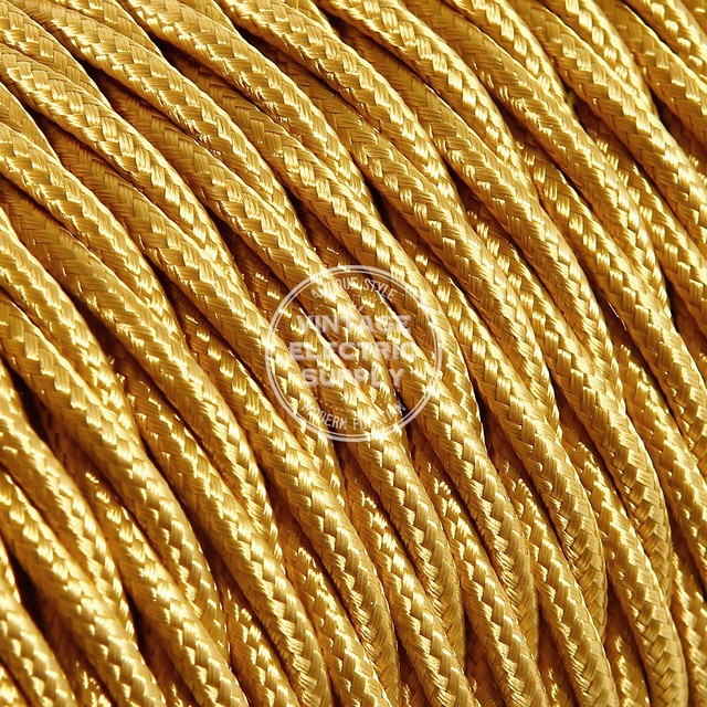 Gold Twisted Cloth Covered Electrical Wire Braided Rayon Fabric Wire
