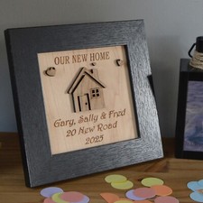 OUR NEW HOME Personalised 3D Framed Plaque Sign House Warming Gift Names Family