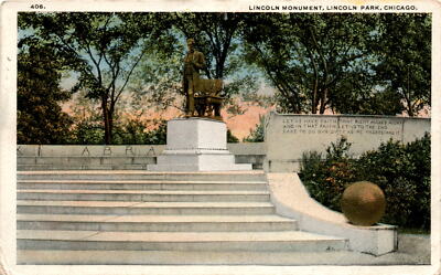 Lincoln Monument Lincoln Park Chicago President Abraham Lincoln St Gaud Postcard