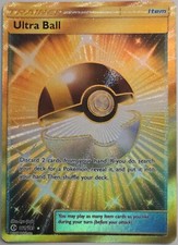 Pokémon Sun Moon Base Ultra Ball Gold Secret Rare Trainer Full Art Card 161/149