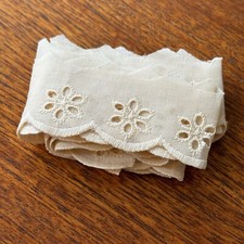 Nastro vintage beige misto cotone broderie anglaise bordo bordo cucito nozione 