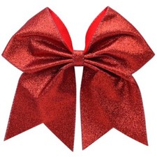 Hair Clips, Large Big 7inch Sequin Glitter Cheer Bow Clips for Christmas Red