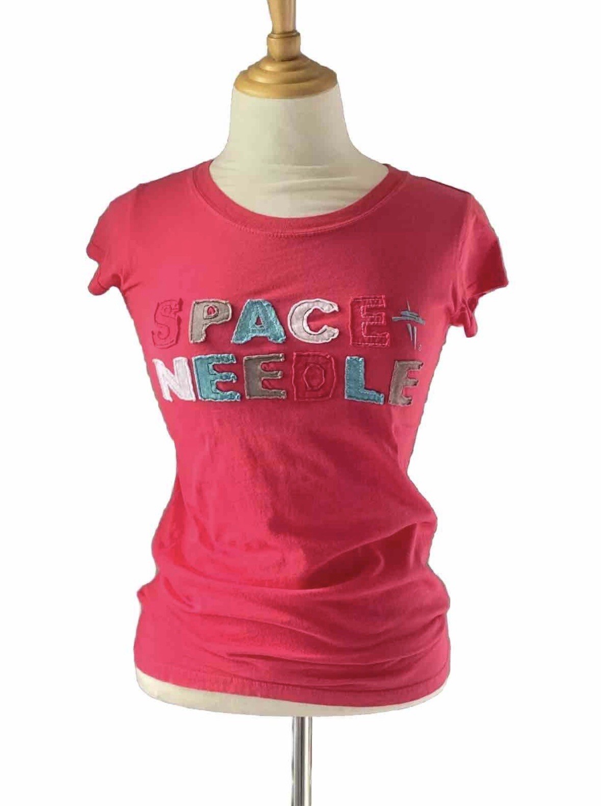 Seattle Space Needle Patchwork Letter Women's Tee… - image 1