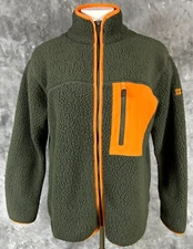 Sweaty Betty Women's Green & Orange Fleece Full Zip Jacket sz M (14906)