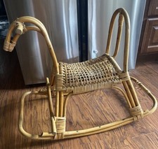 Mid Century Modern Franco Albini style Rattan Bamboo Rocking Horse