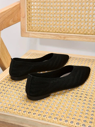Pointed Toe Shoes Knitted Slip on Shoes Breathable Ballet Flats Loafers Comfort - Picture 21 of 29