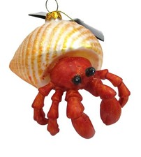 Hermit Crab Glitter Shell Mercury Style Glass Ornament Bathroom Beach Decor NWT