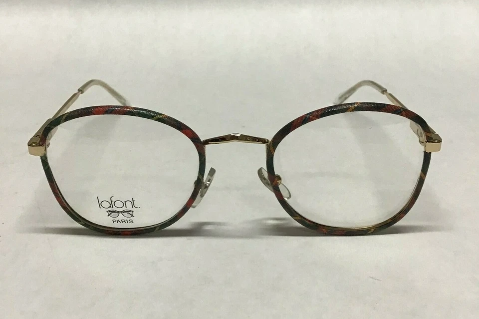 Lafont Youth 45 Dorado con Cuadros W296 Anteojos Vintage Diseñador Marcos 44-18-125 Foto 3 de 4